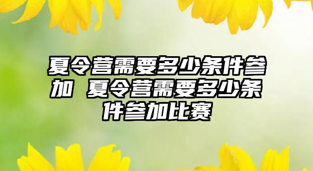 夏令營需要多少條件參加 夏令營需要多少條件參加比賽