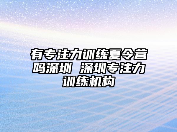 有專注力訓(xùn)練夏令營(yíng)嗎深圳 深圳專注力訓(xùn)練機(jī)構(gòu)