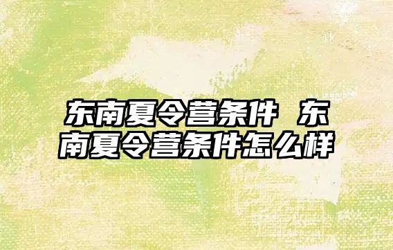 東南夏令營條件 東南夏令營條件怎么樣