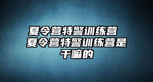 夏令營(yíng)特警訓(xùn)練營(yíng) 夏令營(yíng)特警訓(xùn)練營(yíng)是干嘛的