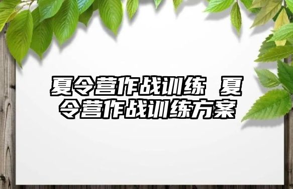 夏令營作戰(zhàn)訓(xùn)練 夏令營作戰(zhàn)訓(xùn)練方案