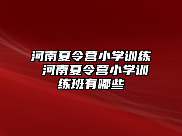 河南夏令營小學訓練 河南夏令營小學訓練班有哪些