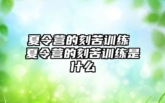 夏令營的刻苦訓(xùn)練 夏令營的刻苦訓(xùn)練是什么