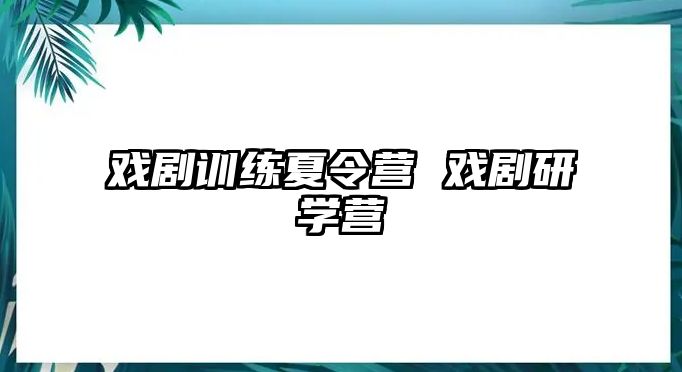 戲劇訓(xùn)練夏令營 戲劇研學(xué)營