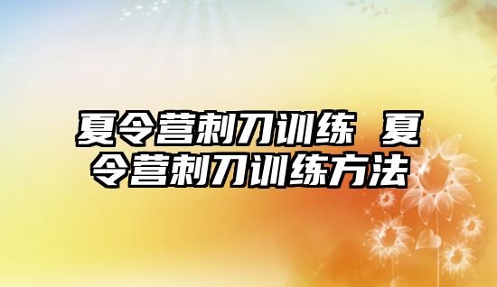 夏令營刺刀訓(xùn)練 夏令營刺刀訓(xùn)練方法