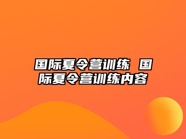 國(guó)際夏令營(yíng)訓(xùn)練 國(guó)際夏令營(yíng)訓(xùn)練內(nèi)容