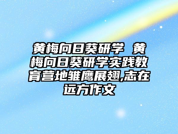 黃梅向日葵研學 黃梅向日葵研學實踐教育營地雛鷹展翅,志在遠方作文