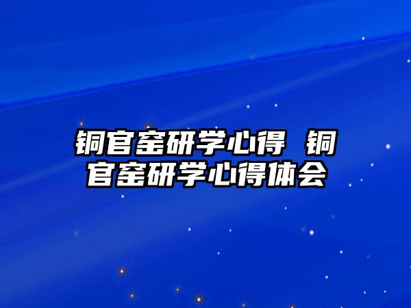 銅官窯研學心得 銅官窯研學心得體會