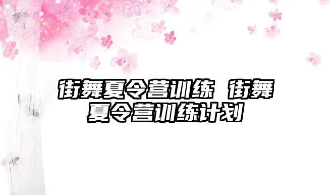 街舞夏令營訓(xùn)練 街舞夏令營訓(xùn)練計劃