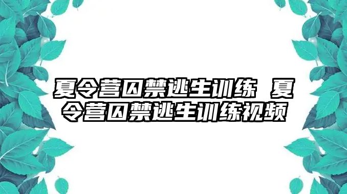 夏令營囚禁逃生訓練 夏令營囚禁逃生訓練視頻