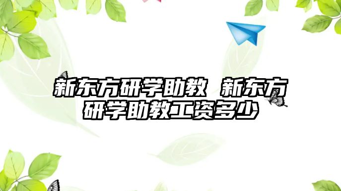 新東方研學助教 新東方研學助教工資多少