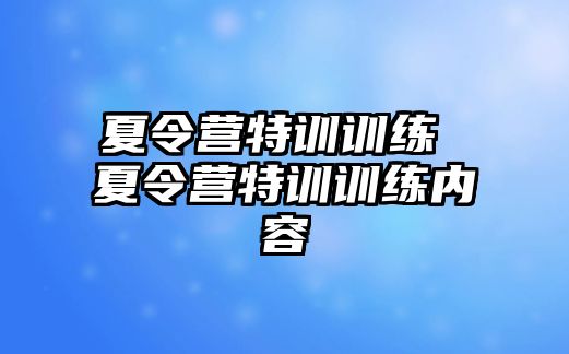 夏令營特訓(xùn)訓(xùn)練 夏令營特訓(xùn)訓(xùn)練內(nèi)容