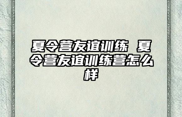 夏令營(yíng)友誼訓(xùn)練 夏令營(yíng)友誼訓(xùn)練營(yíng)怎么樣