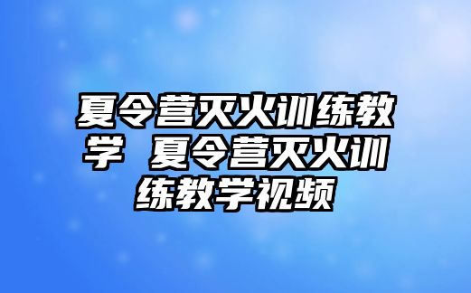 夏令營滅火訓(xùn)練教學(xué) 夏令營滅火訓(xùn)練教學(xué)視頻