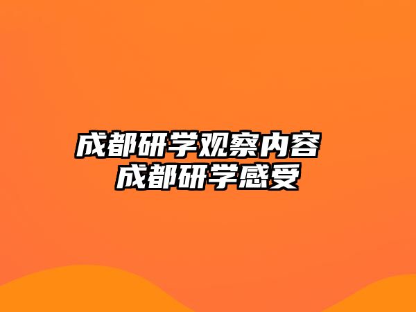 成都研學觀察內容 成都研學感受