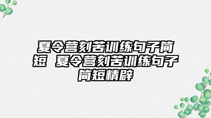 夏令營(yíng)刻苦訓(xùn)練句子簡(jiǎn)短 夏令營(yíng)刻苦訓(xùn)練句子簡(jiǎn)短精辟