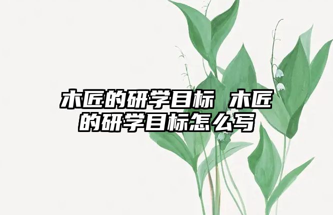 木匠的研學(xué)目標(biāo) 木匠的研學(xué)目標(biāo)怎么寫