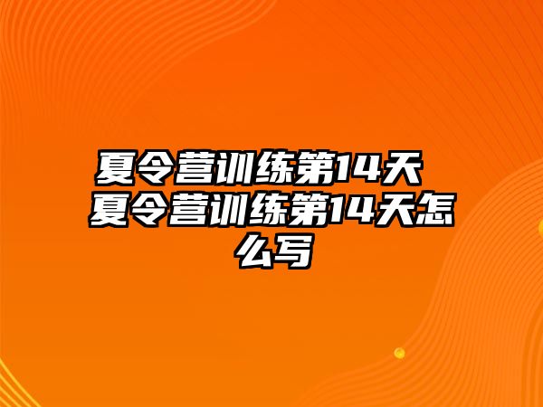 夏令營訓(xùn)練第14天 夏令營訓(xùn)練第14天怎么寫