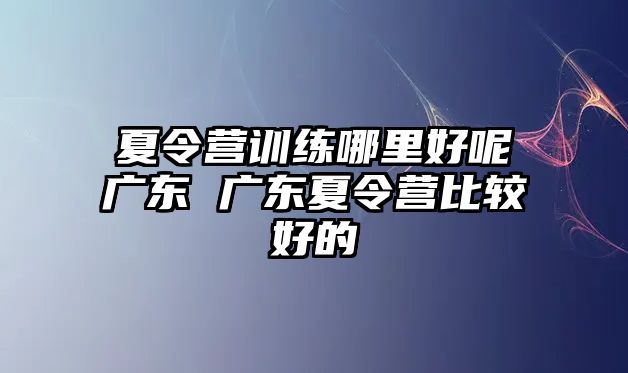 夏令營訓(xùn)練哪里好呢廣東 廣東夏令營比較好的