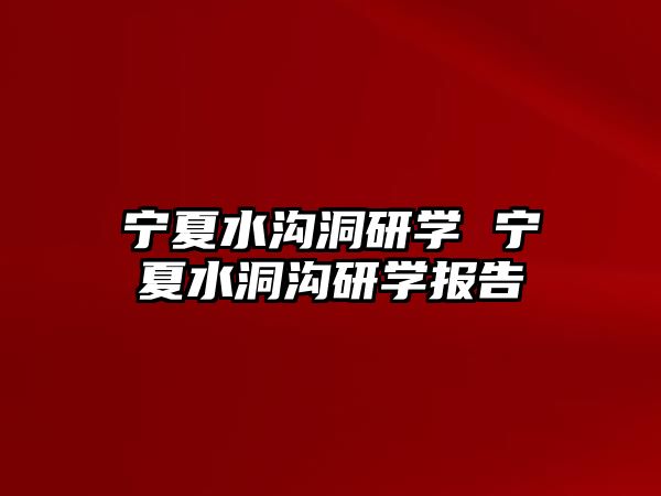 寧夏水溝洞研學 寧夏水洞溝研學報告