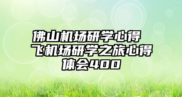 佛山機場研學心得 飛機場研學之旅心得體會400