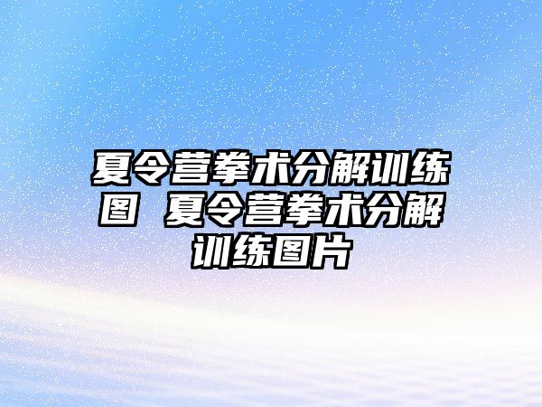 夏令營拳術(shù)分解訓練圖 夏令營拳術(shù)分解訓練圖片