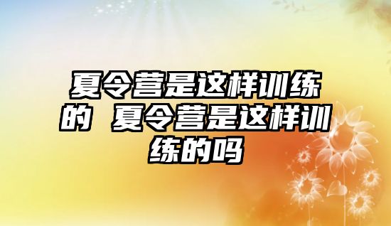 夏令營是這樣訓練的 夏令營是這樣訓練的嗎