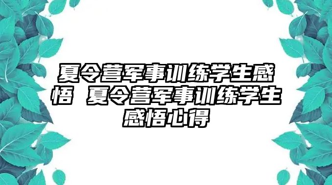 夏令營軍事訓(xùn)練學(xué)生感悟 夏令營軍事訓(xùn)練學(xué)生感悟心得