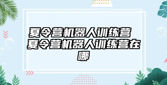 夏令營機器人訓練營 夏令營機器人訓練營在哪