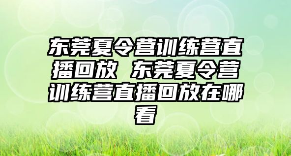 東莞夏令營訓(xùn)練營直播回放 東莞夏令營訓(xùn)練營直播回放在哪看