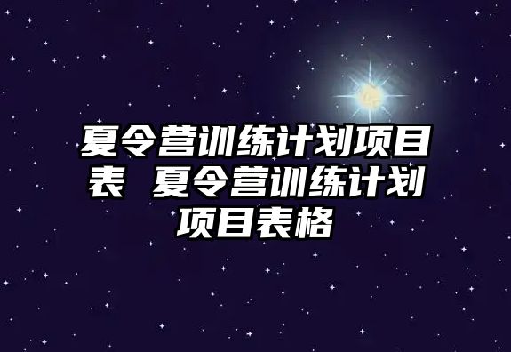 夏令營訓(xùn)練計(jì)劃項(xiàng)目表 夏令營訓(xùn)練計(jì)劃項(xiàng)目表格