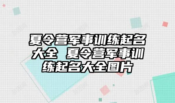 夏令營(yíng)軍事訓(xùn)練起名大全 夏令營(yíng)軍事訓(xùn)練起名大全圖片