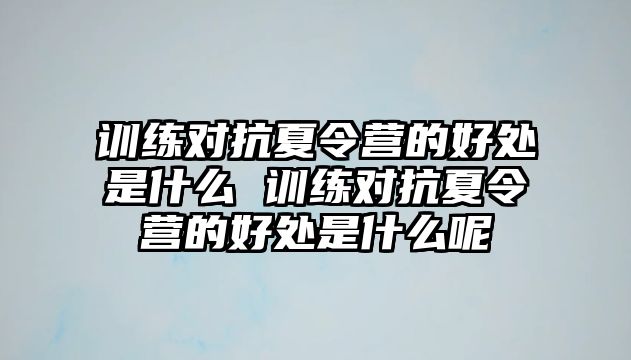 訓(xùn)練對(duì)抗夏令營(yíng)的好處是什么 訓(xùn)練對(duì)抗夏令營(yíng)的好處是什么呢