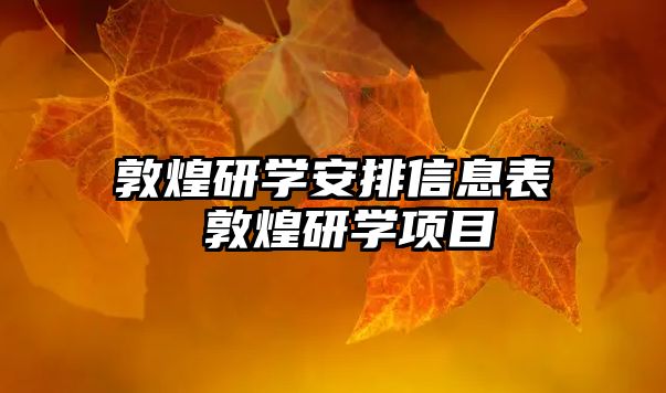 敦煌研學(xué)安排信息表 敦煌研學(xué)項(xiàng)目